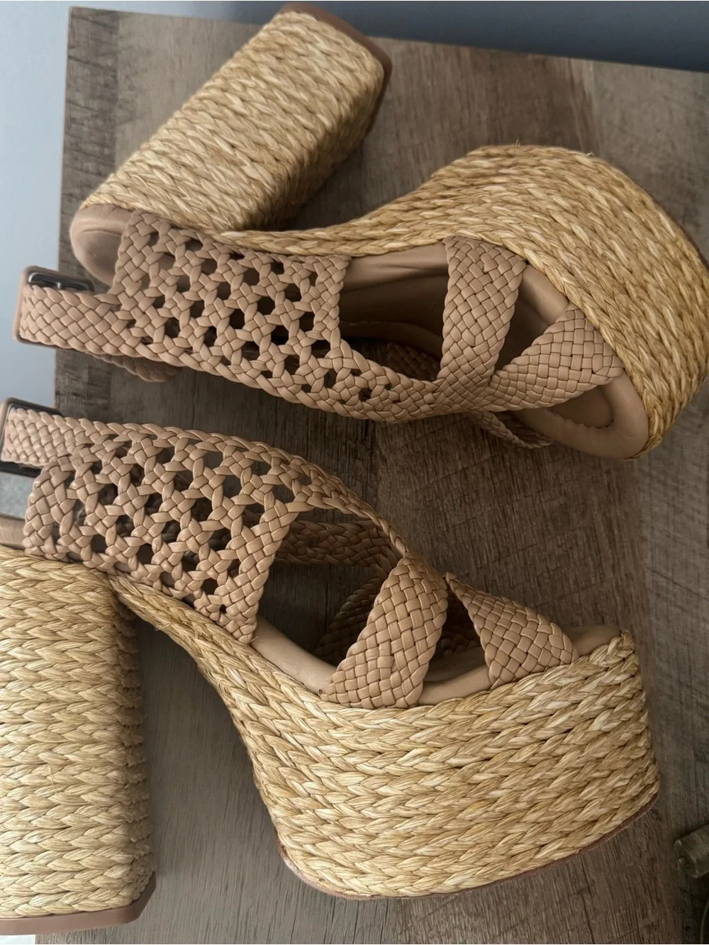 Paloma Barceló Beige Woven Platform Sandals